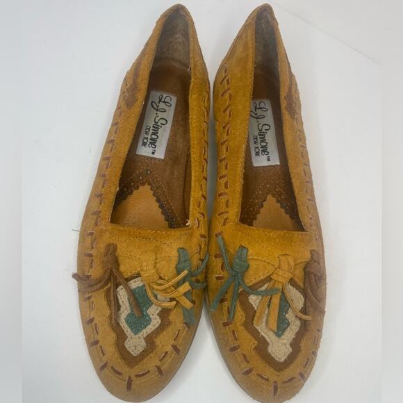 Vintage leather L J Simone New York loafers shoes flats 7 tassel boho - Picture 1 of 11